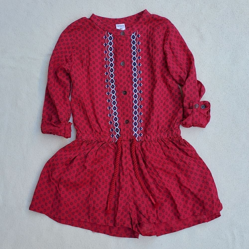Carter's flower pattern roll up sleeve romper Size 4T